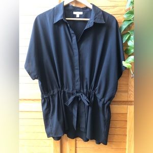 Oversized fit slouchy blouse in black, size XL
